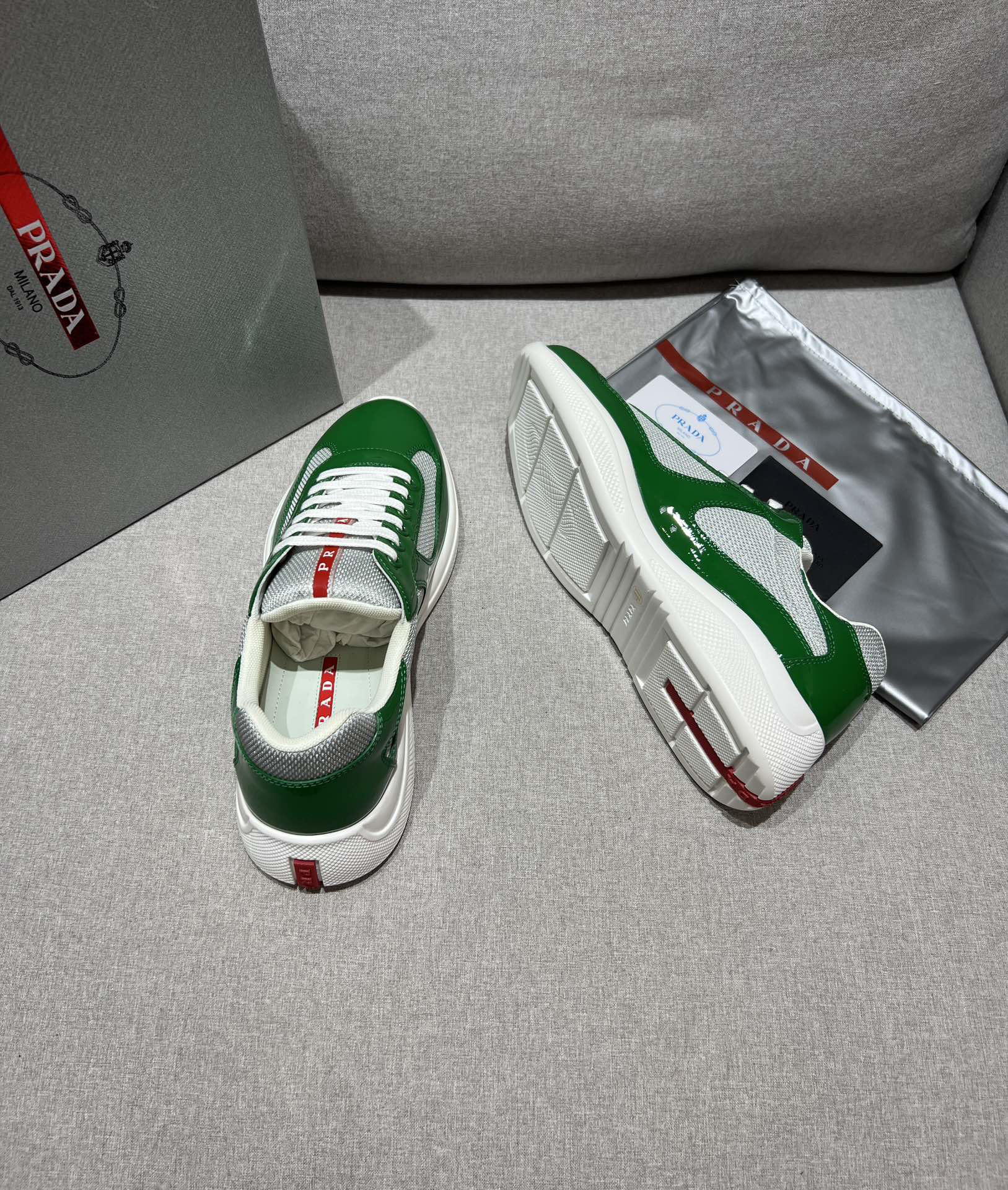 PRADA Prax 01 Glossy Mesh Casual Sneakers - Image 12