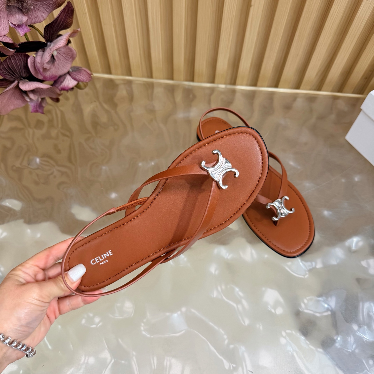 CELINE thong back strap flat sandals - Image 8