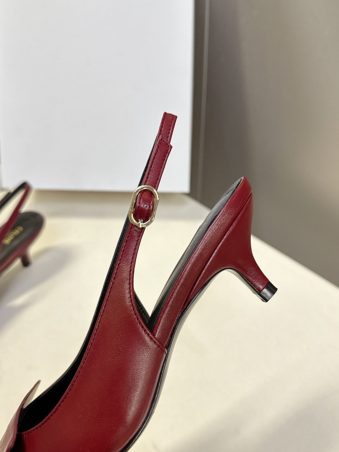 CELINE Arc de Triomphe Square Pointed Toe Open Back Stiletto Sandals - Image 9