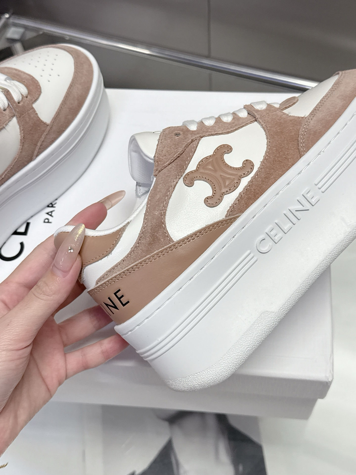 CELINE Arc de Triomphe Color Block Platform Casual Sneakers - Image 9