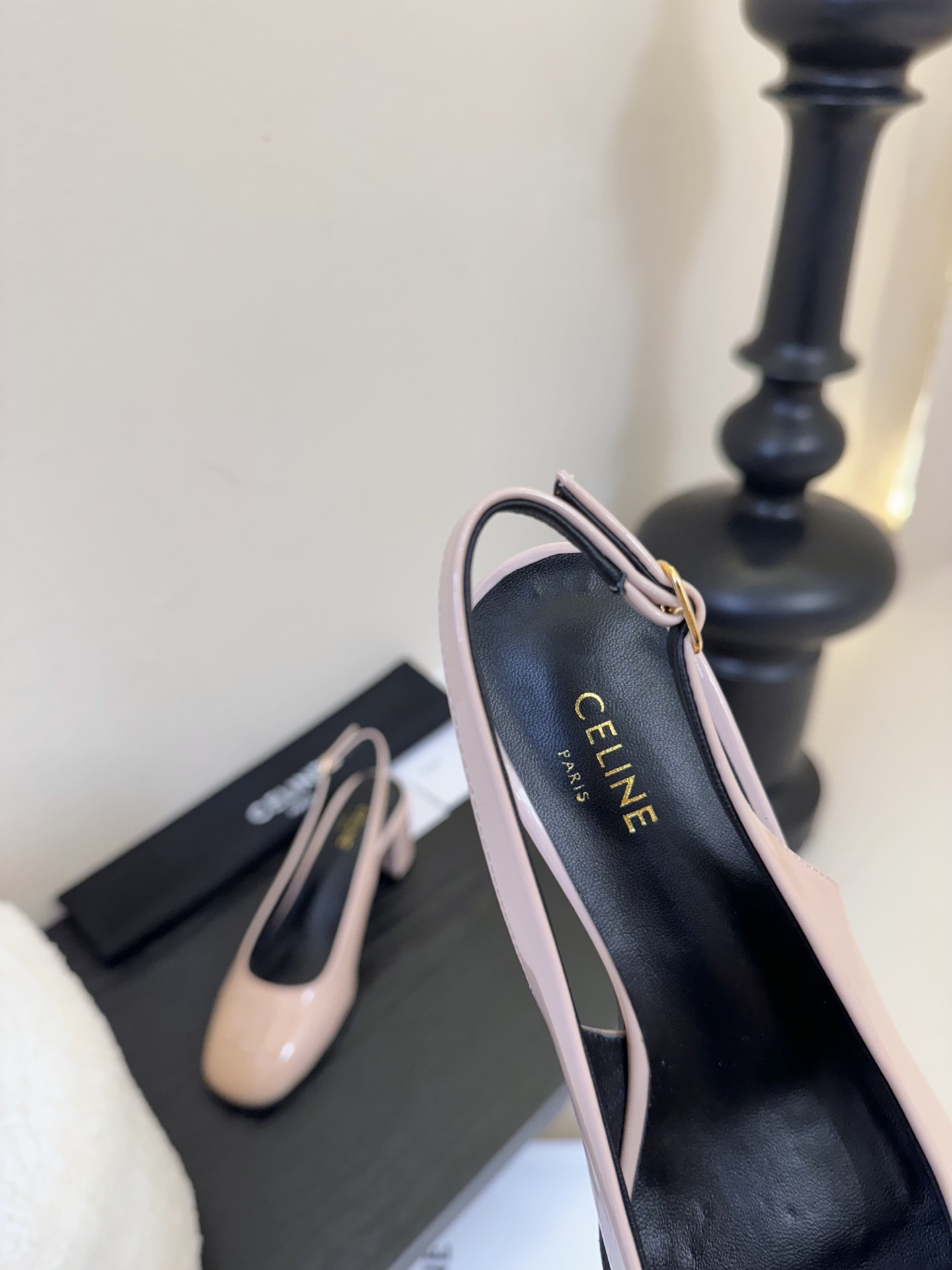 CELINE Perforated Arc de Triomphe Backless Chunky Heel Mary Jane Sandals - Image 10