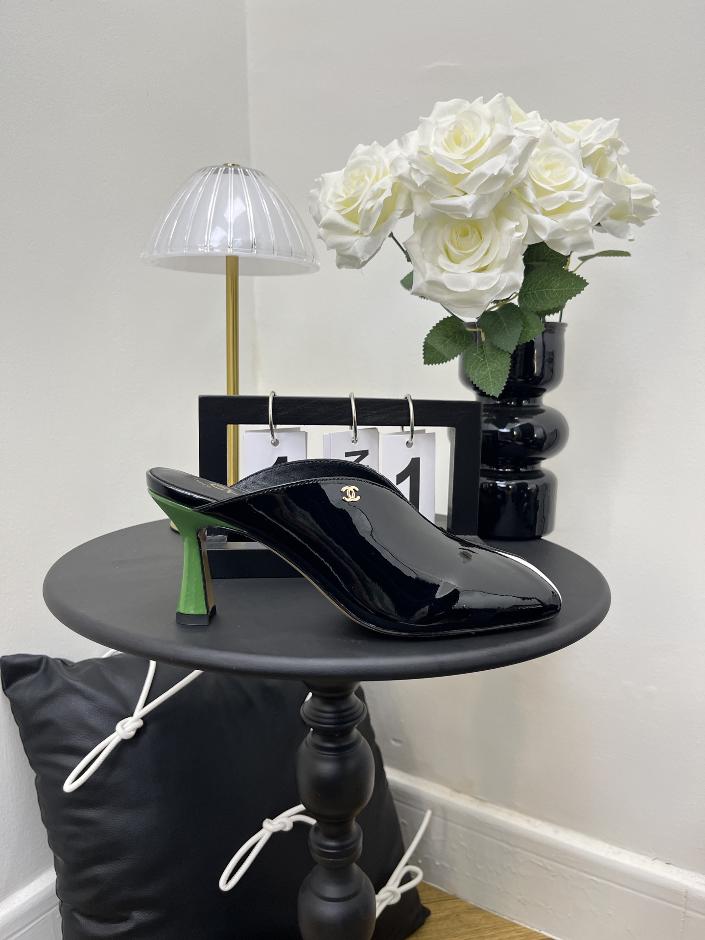 CHANEL color-blocked square-toe stiletto mule sandals - Image 11