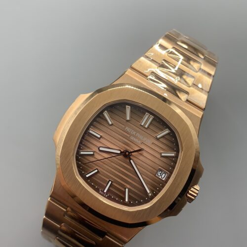 Alternative view of Patek Philippe Nautilus Rose Gold Brown Dial Watch