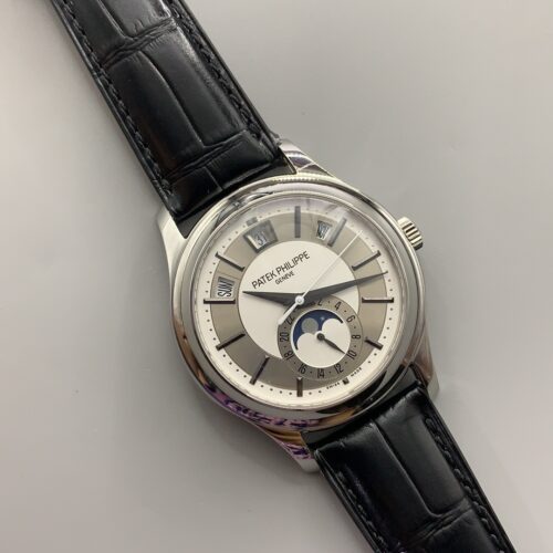Alternative view of Patek Philippe Platinum Annual Calendar Moon Phase Travel Watch