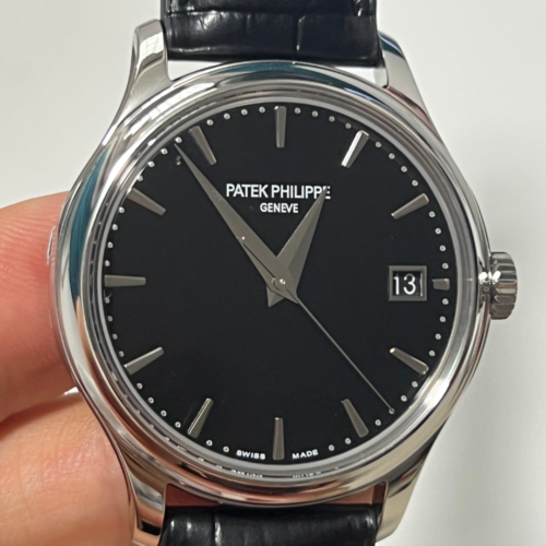 Patek Philippe Calatrava White Gold Dress Watch with Black Dial