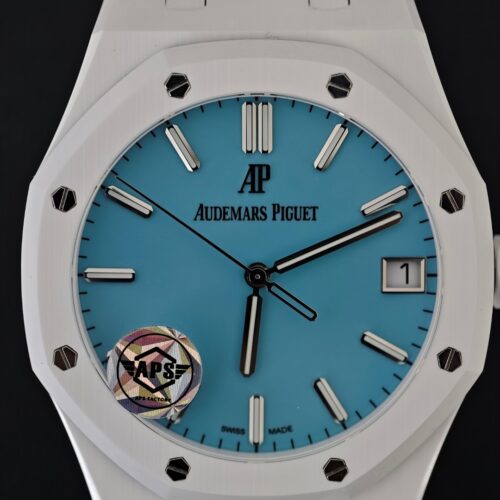 Audemars Piguet Royal Oak 15500CE White Ceramic Tiffany Blue Dial Watch