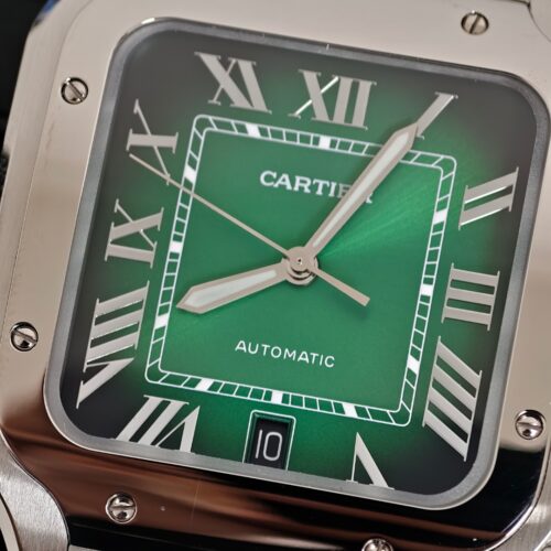 Alternative view of Cartier Santos de Cartier Large All-Steel Green Dial