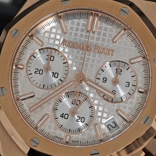Alternative view of Audemars Piguet Royal Oak 26331OR White Dial Rose Gold Chronograph Watch