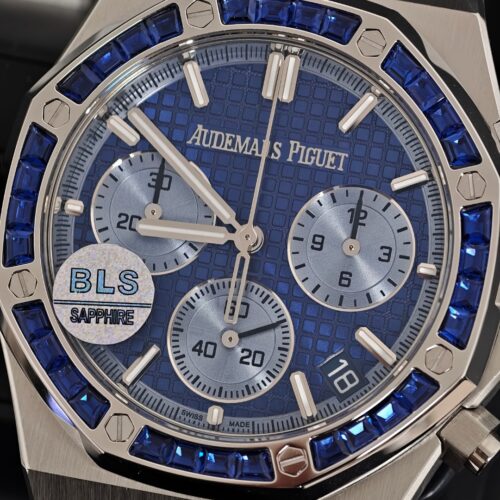 Alternative view of Audemars Piguet Royal Oak 26331ST Blue Dial Blue Bezel Chronograph Watch