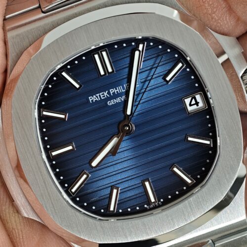 Alternative view of Patek Philippe Nautilus Classic Blue Dial Steel Watch