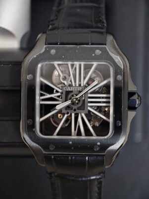 Cartier Santos-Dumont all-black skeletonized manual-winding watch