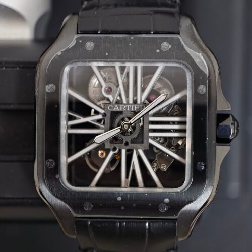 Cartier Santos-Dumont all-black skeletonized manual-winding watch