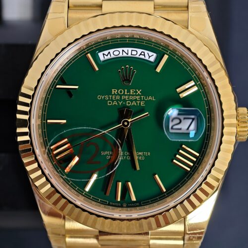Rolex Day-Date 40 (All Gold Green Roman Dial DD, Green Dial President Watch)