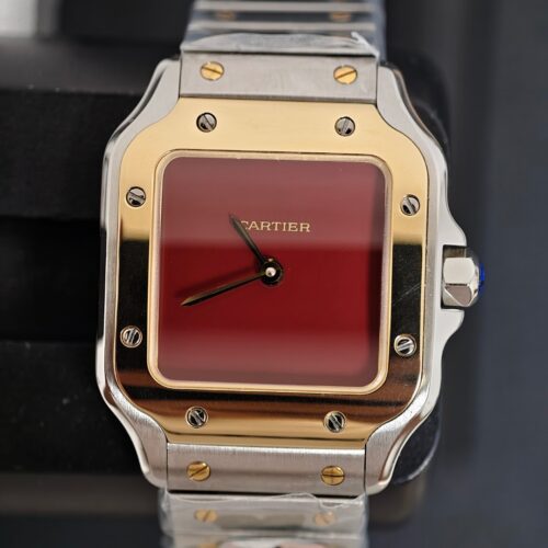 Cartier Santos Carree Vintage Santos Burgundy Red (No Letter)