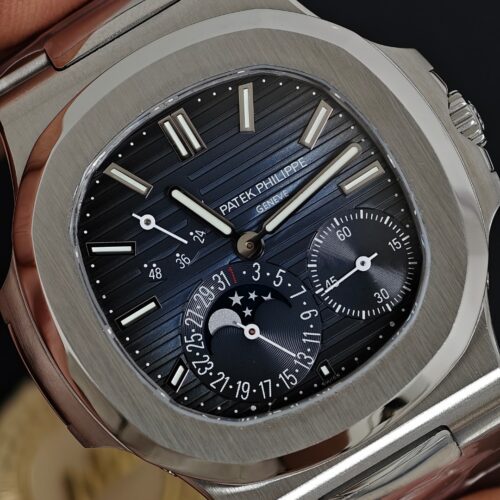 Alternative view of Patek Philippe Nautilus 5712/1A-001 Stainless Steel Blue Dial Moon Phase Power Reserve Watch