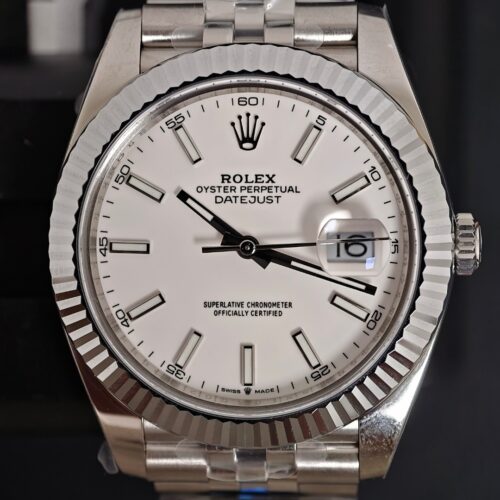 Rolex Datejust 41 | Model M126334-0013 (White dial, white gold bezel, and five-link bracelet)