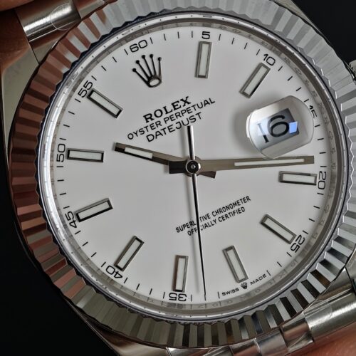 Alternative view of Rolex Datejust 41 | Model M126334-0013 (White dial, white gold bezel, and five-link bracelet)